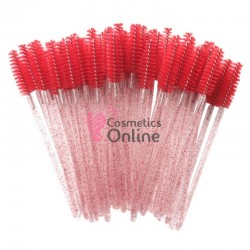 Periute Mascara pentru extensii gene false, 50 bucati PMS009 Rosu cu sclipici